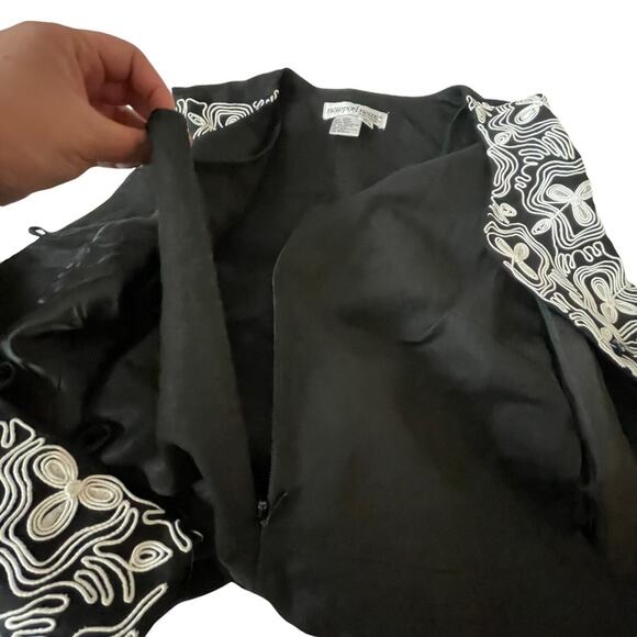 Vintage 1990s Newport News Jumpsuit Linen Blend Bohemian Black 8 Petite EUC - Picture 11 of 12